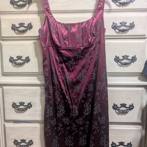 Donna Ricco Deep Red Satin Evening Dress